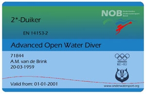 Brevetkaart 2-ster NOB/CMAS duiker